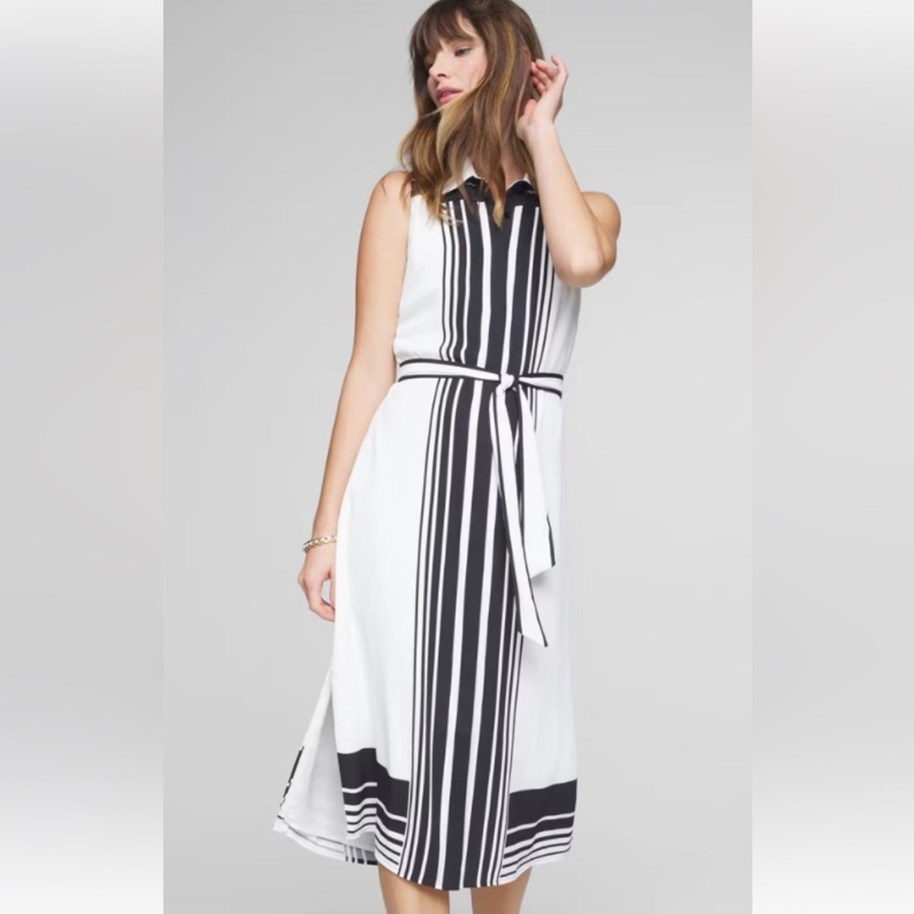 NWT White House Black Market striped belted sleeveless summer dress Size XS NEW